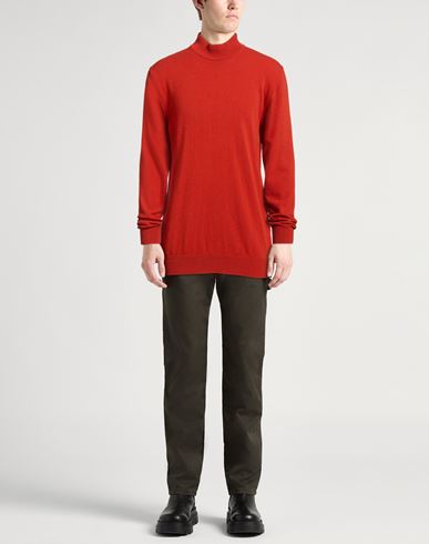 Man Turtleneck Rust Size XXL Merino Wool, Cashmere