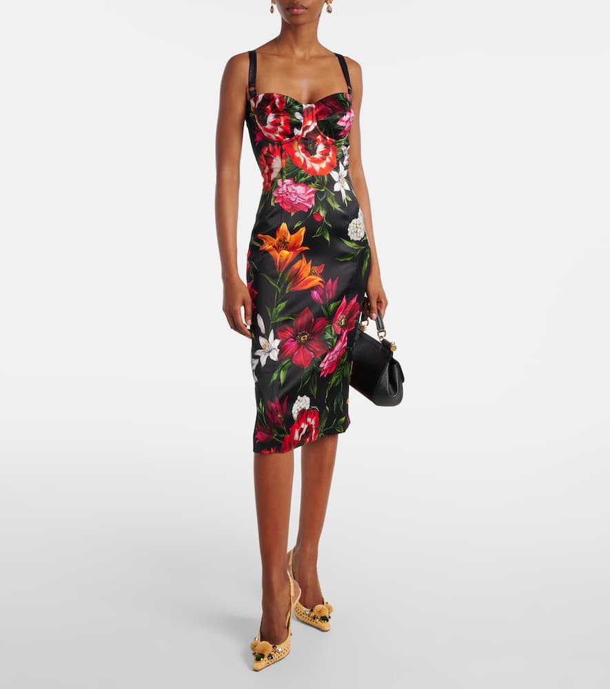 Floral satin midi dress