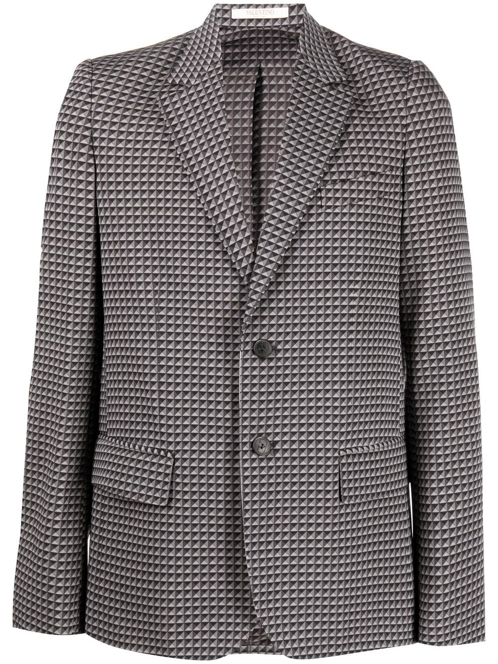 Geometric-pattern print blazer - Grey