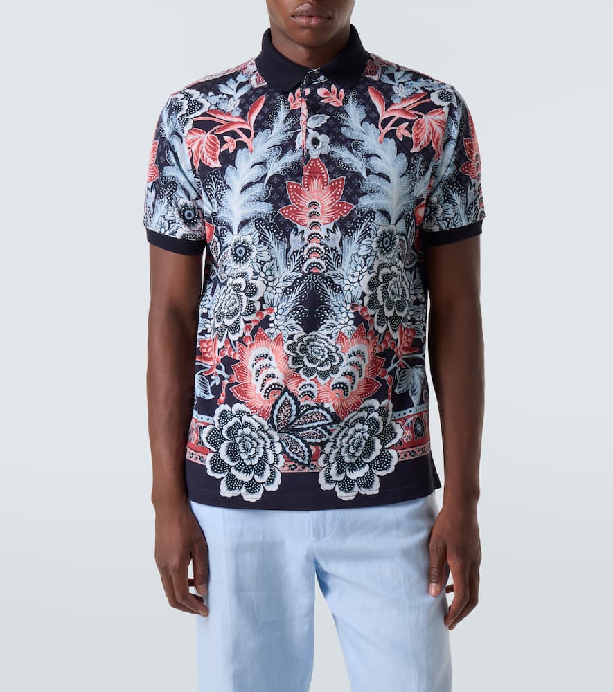 Paisley cotton piqué polo shirt