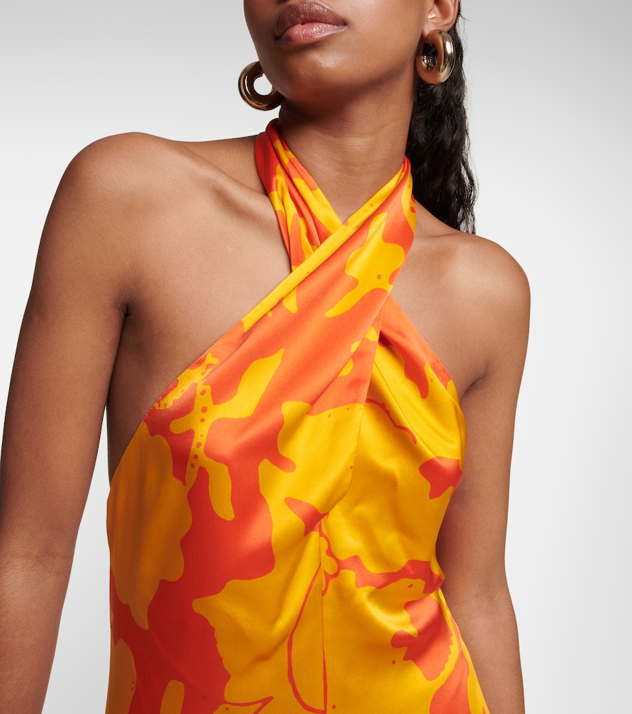 SIR Printed silk maxi dress