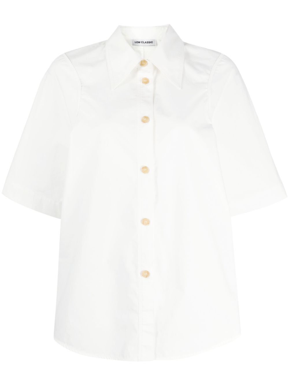 Pointed-collar cotton shirt - White