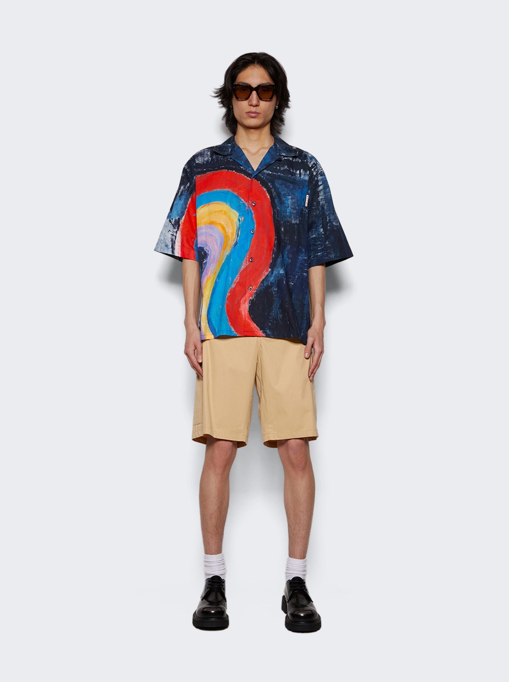 Logo-patch cotton Bermuda shorts - Black
