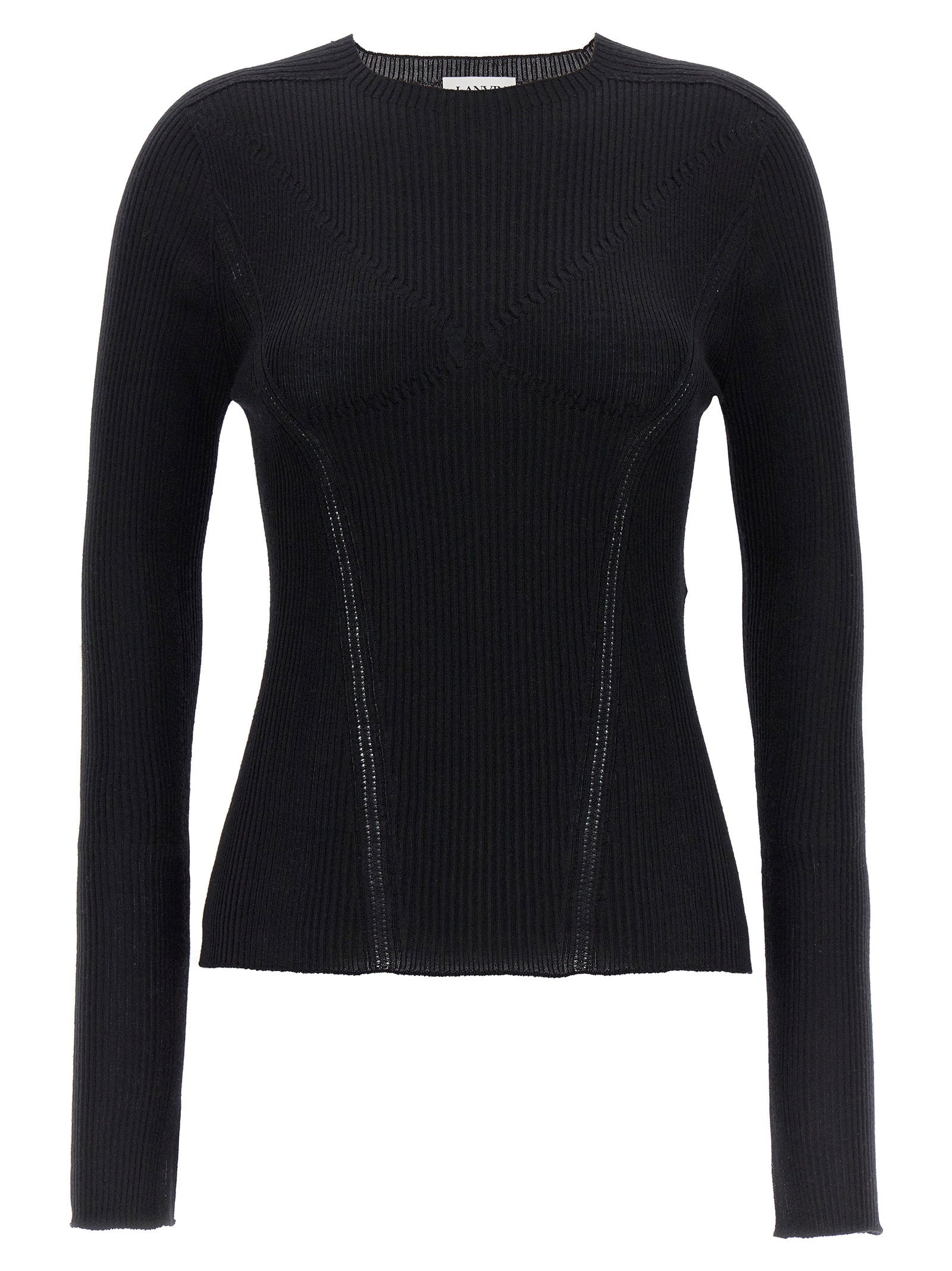 Ribbed Cashmere Blend Sweater — Black