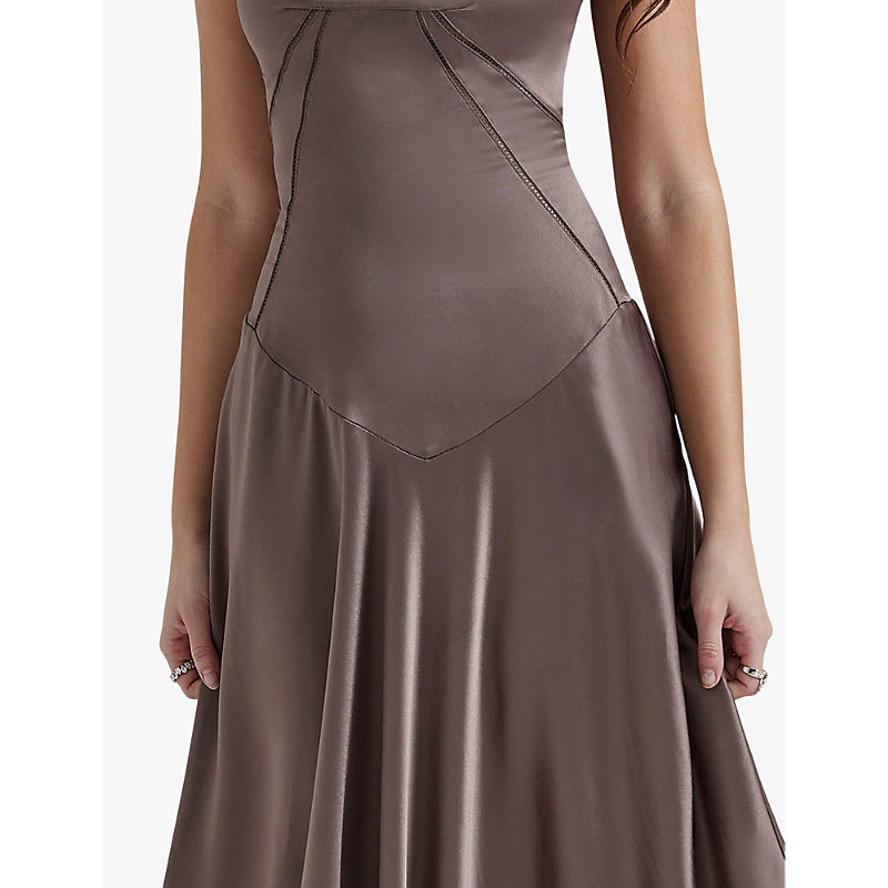 Womens Smoke Anabella Lace-up Satin Maxi Dress 