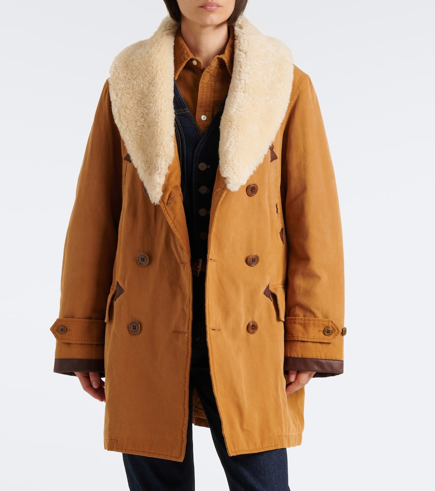 Shearling-trimmed cotton coat