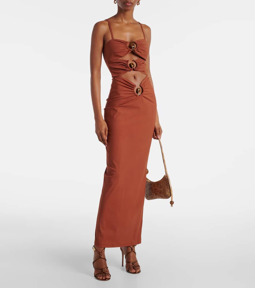 Pierced Orbit cutout jersey maxi dress
