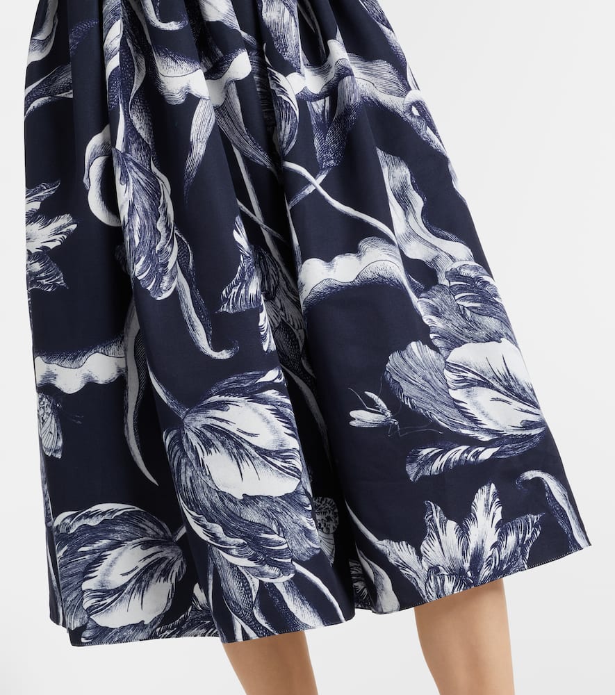 Floral cotton-blend faille midi dress