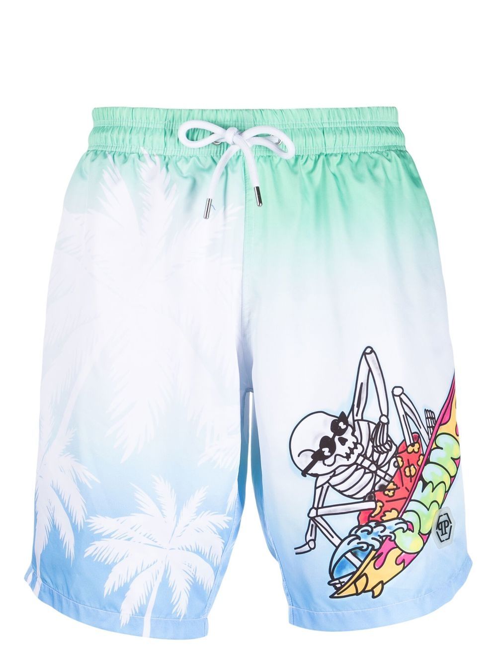 Graphic-print swim shorts - Blue