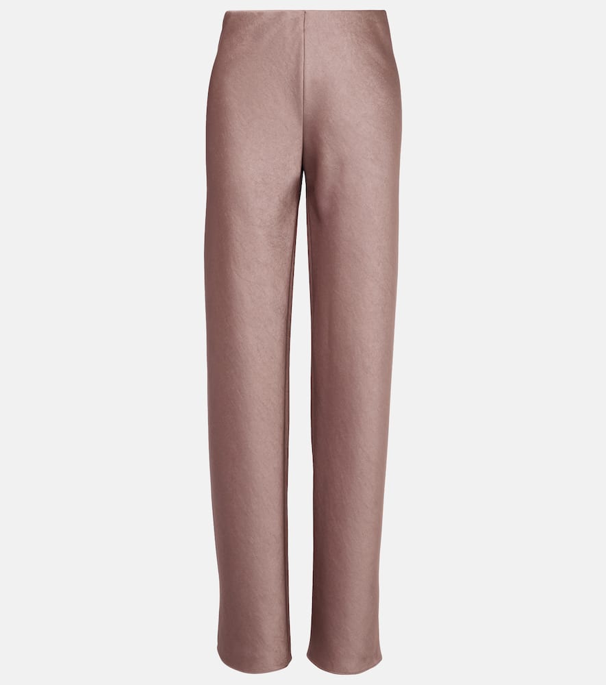 High-rise satin straight pants