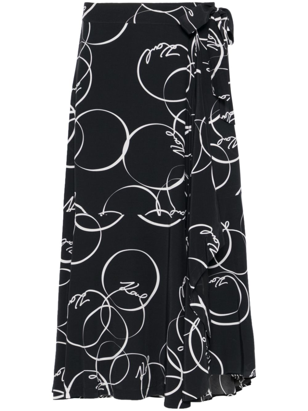 Circle print wrap skirt - Black