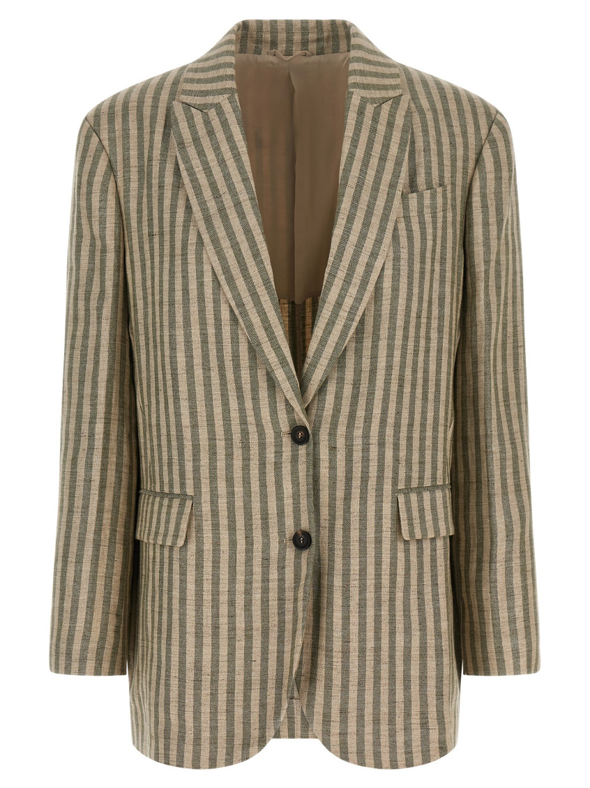 Brunello Cucinelli - relaxed stripe blazer linen blend