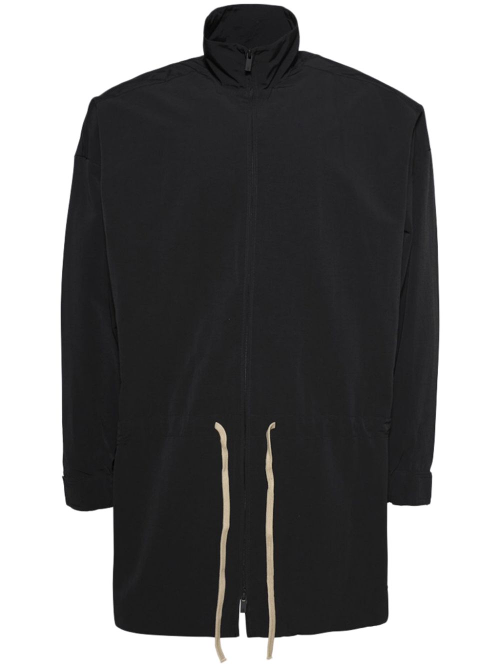 Drawstring-waistband coat - Black