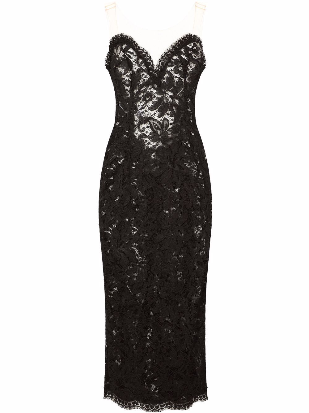 Lace midi dress - Black