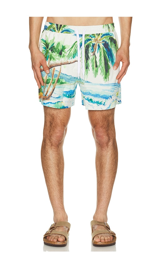 Duvin Design Postcard Swim Shorts in Blue. - S also in M, L, XL/1X