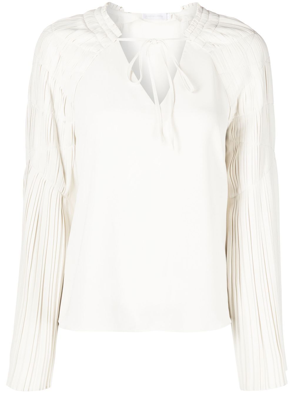 Pleated long-sleeved blouse - Neutrals