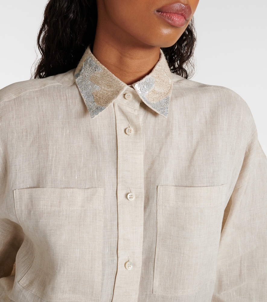 Embellished linen shirt