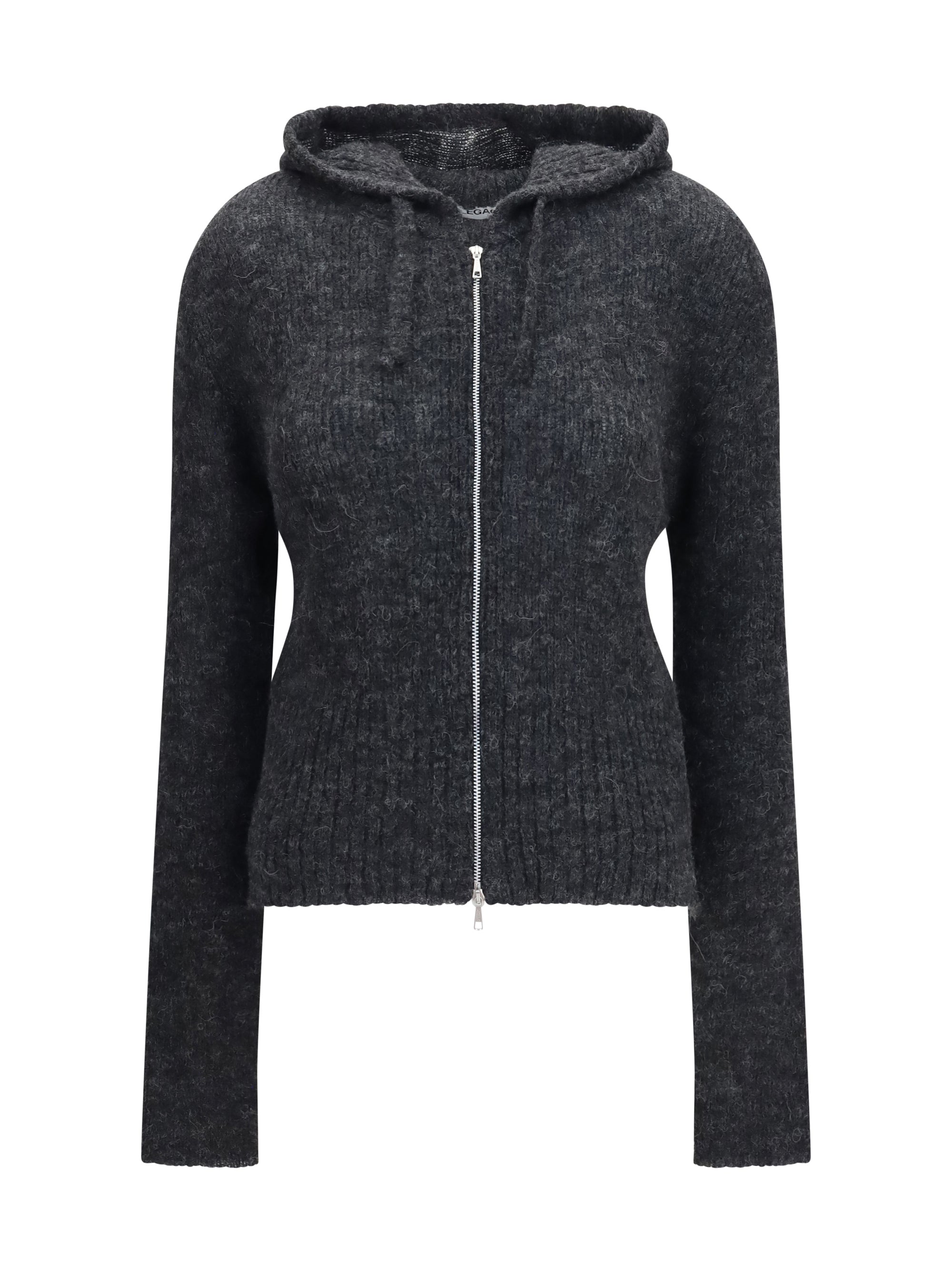 Alpaca-Blend Zip-Up Hoodie — Gray
