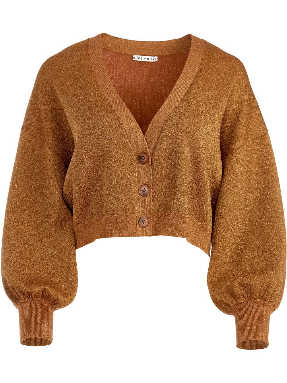 Zelina mettallic-knit cropped cardigan - Brown