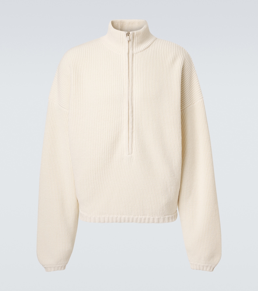 Wool, linen, and cotton half-zip sweater