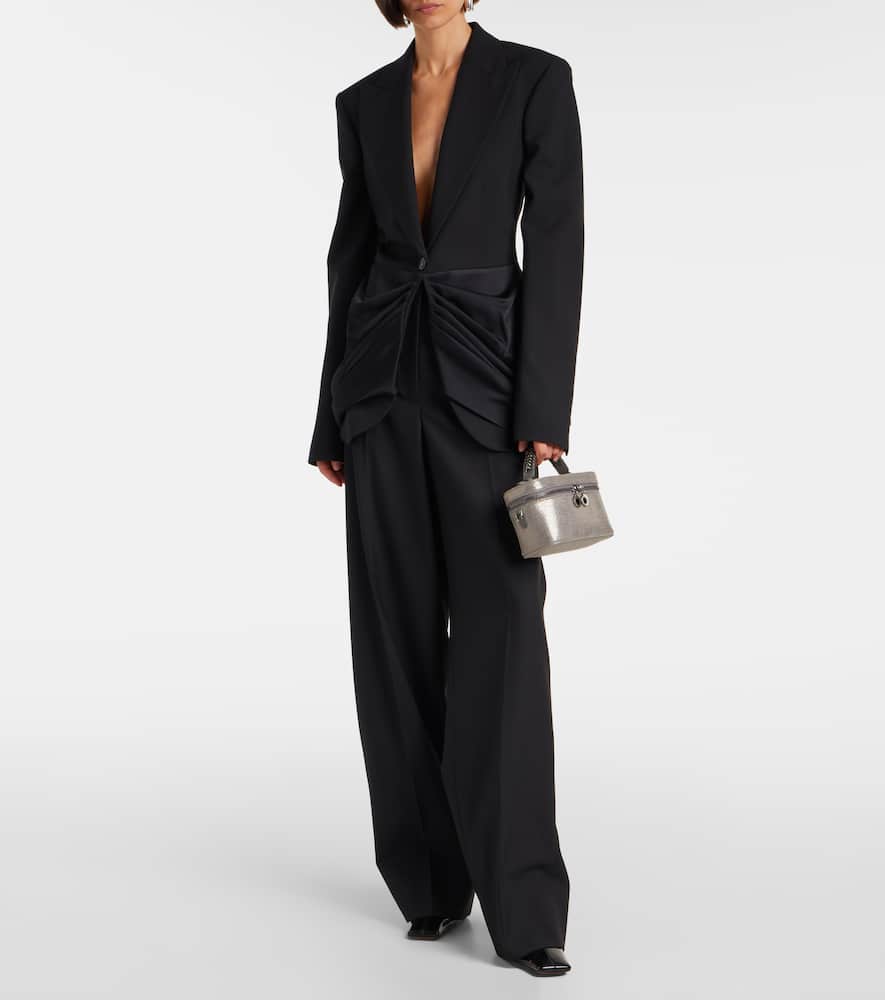 Draped satin-trimmed wool blazer