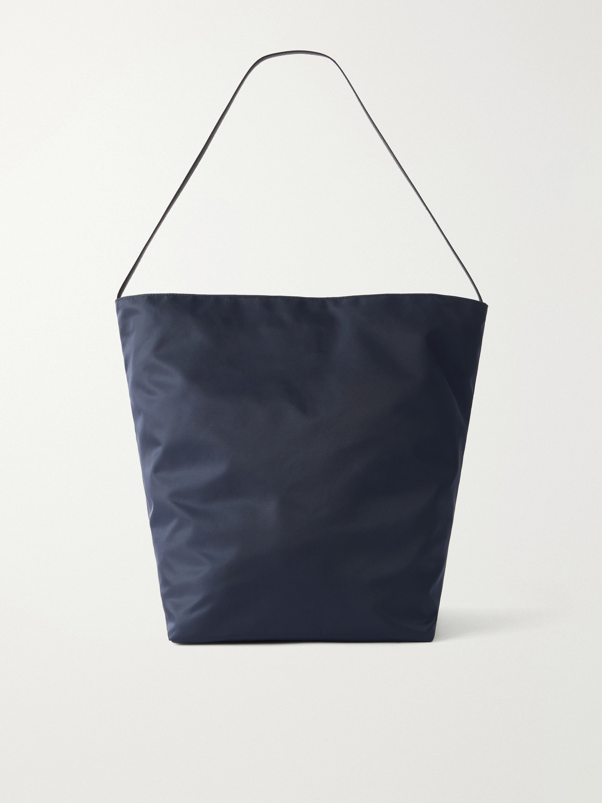Bucket Leather-trimmed Satin-shell Tote - Blue