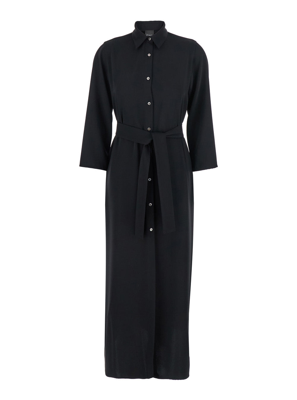 Button-Front Shirt Dress Dress — Black