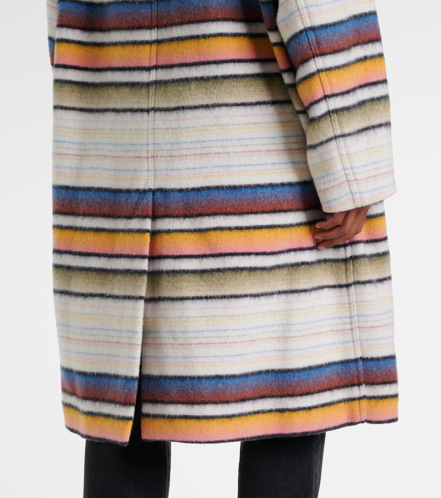 Striped wool-blend coat