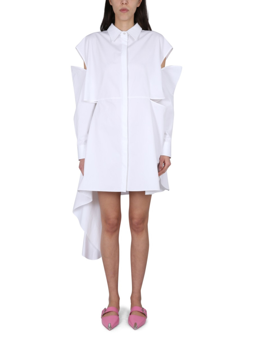 White Shirt Collar Mini Dress