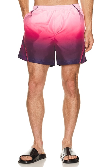 Casablanca Aubergine Gradient Printed Swim Shorts in Pink. M. Also in L, S, XXL/2X