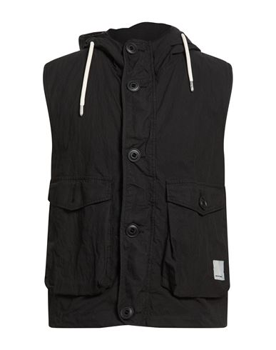 Man Vest Black Size 36 Cotton, Polyamide