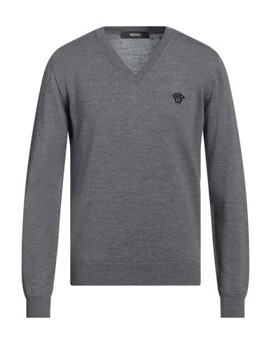 Versace Man Sweater Grey Size 46 Wool, Viscose, Polyester