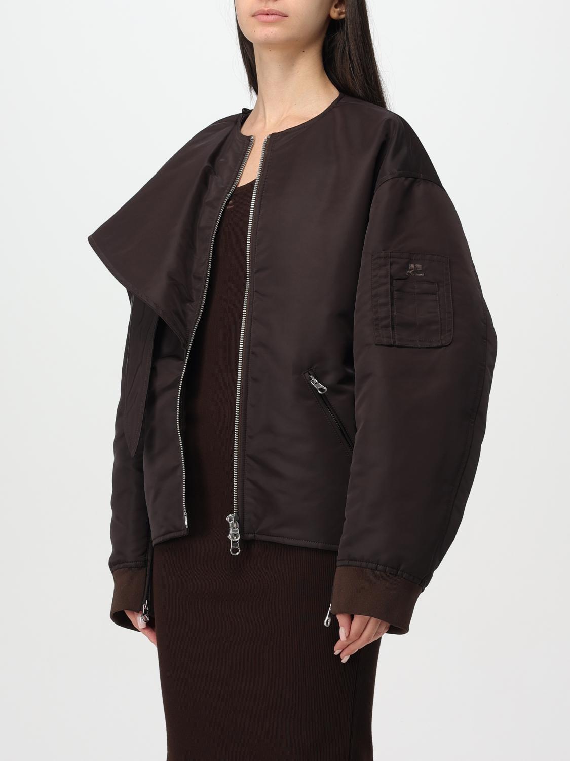 Bow-collar bomber jacket - Brown