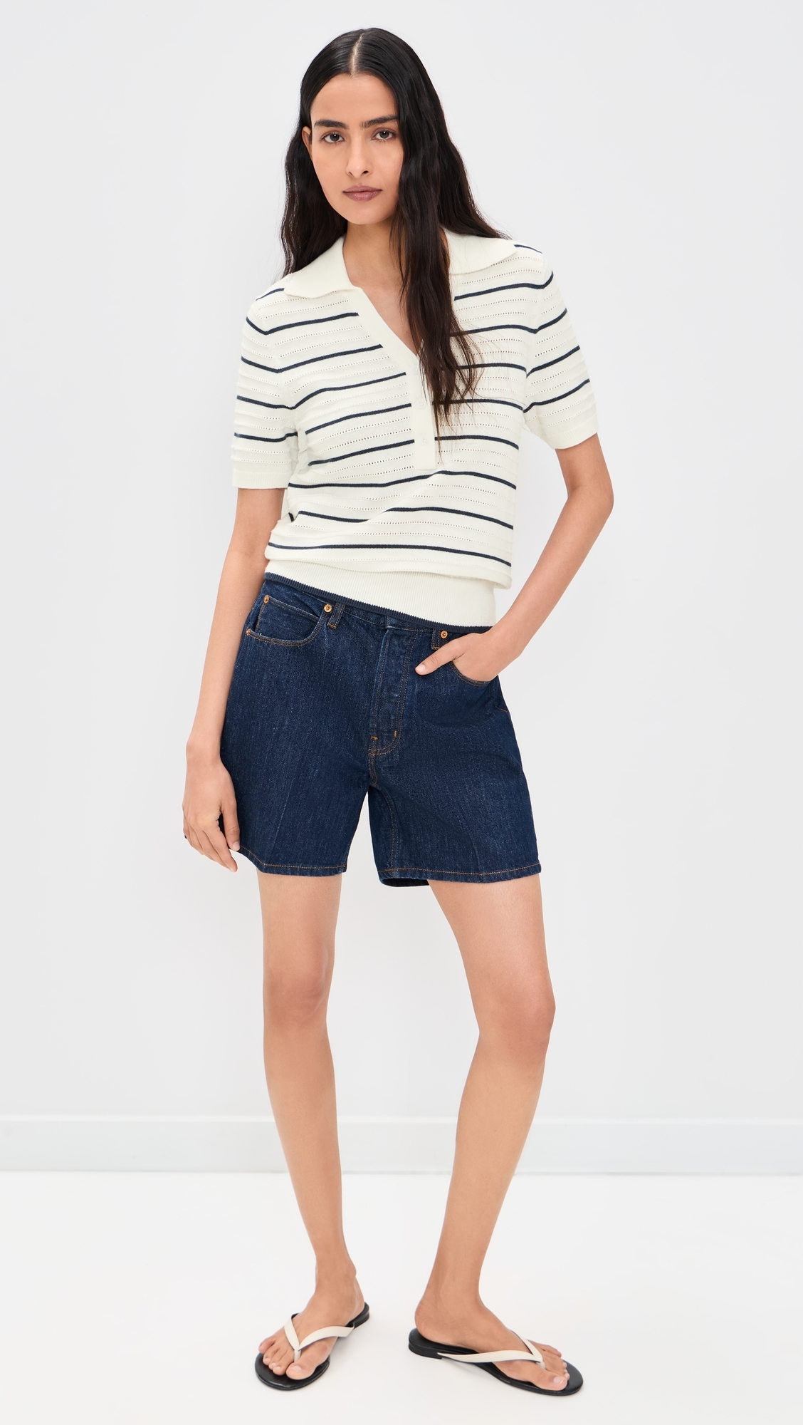 Wren Knit Polo White/Blue Nights