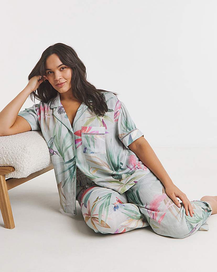 Viscose Linen Blend Revere Pyjama Set