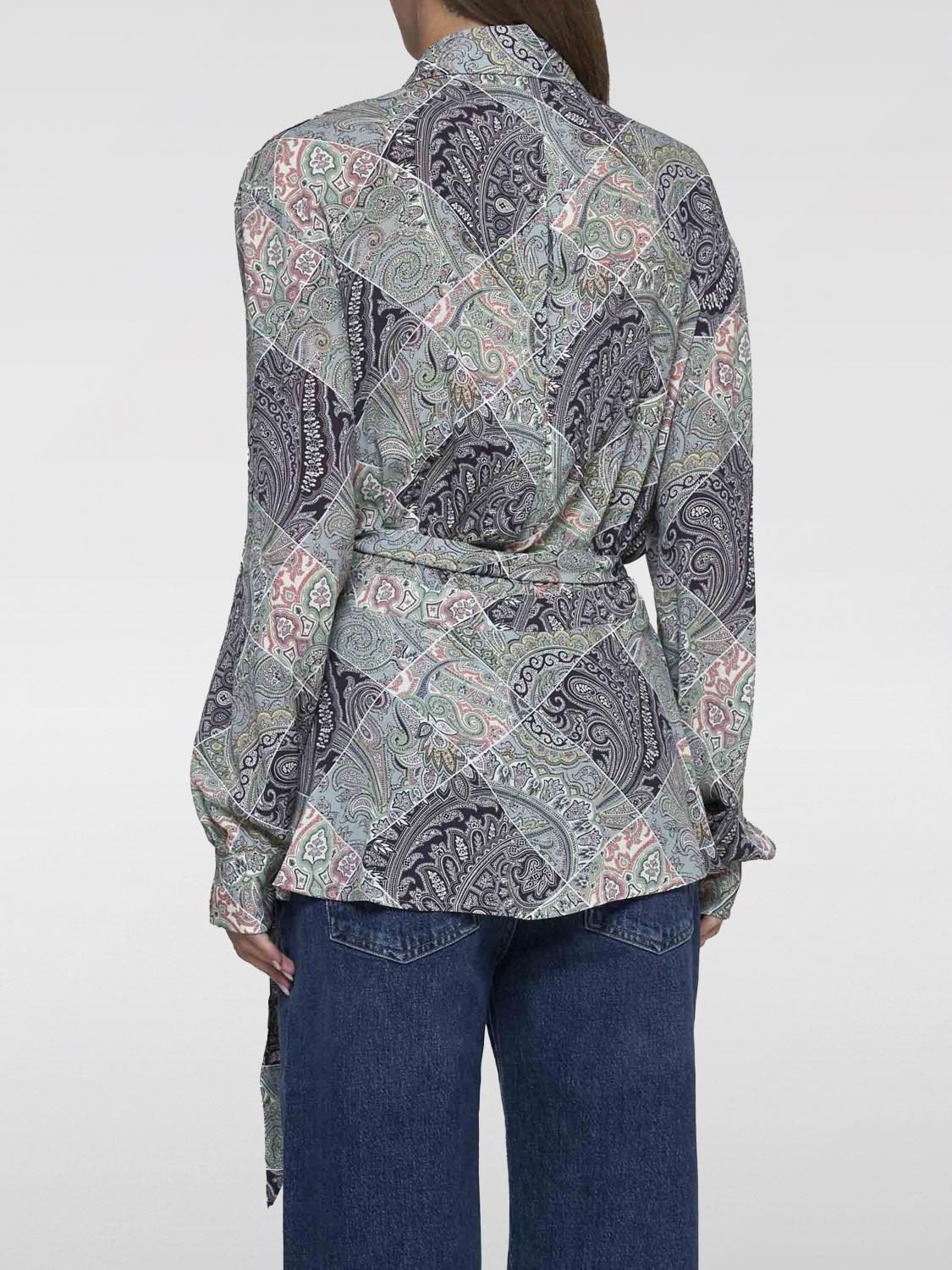 Patchwork-print wraparound-style shirt - Green