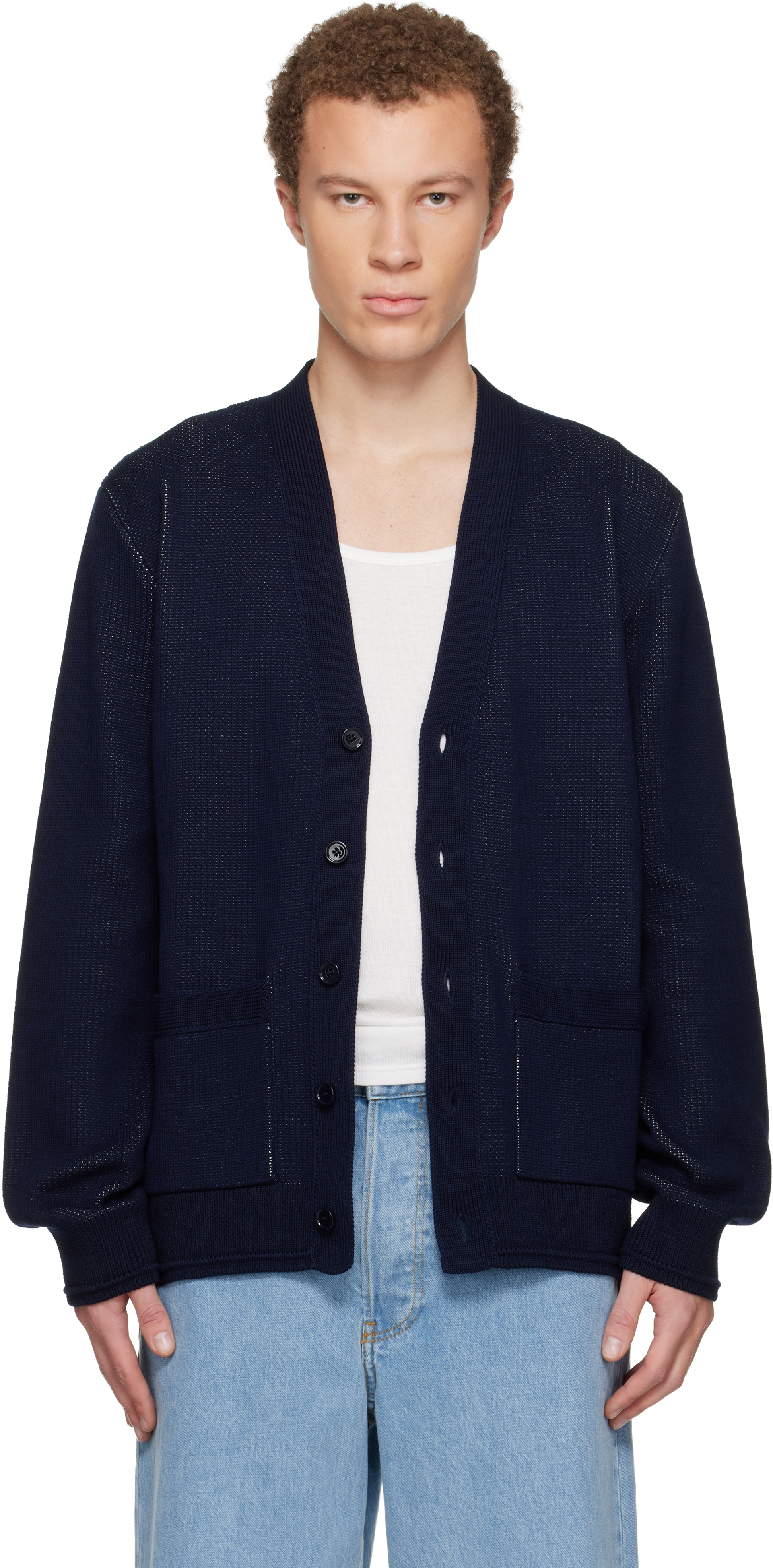 Navy V-Neck Cardigan