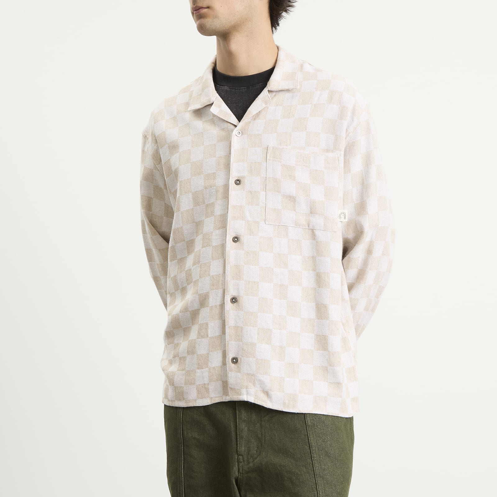 Men's Trellis Revere Shirt Ecru Check
