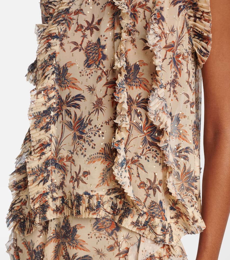 Sabra printed silk-blend chiffon top