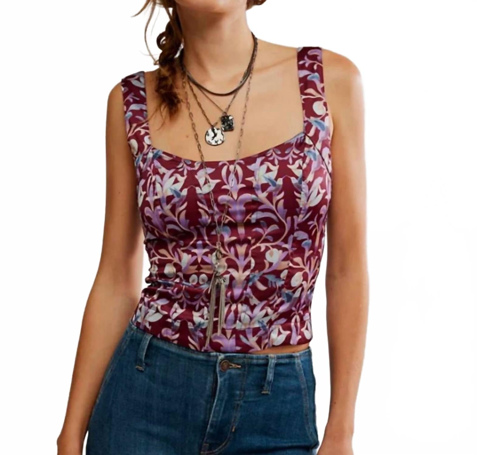 Grace Corset Top In Cabernet Combo