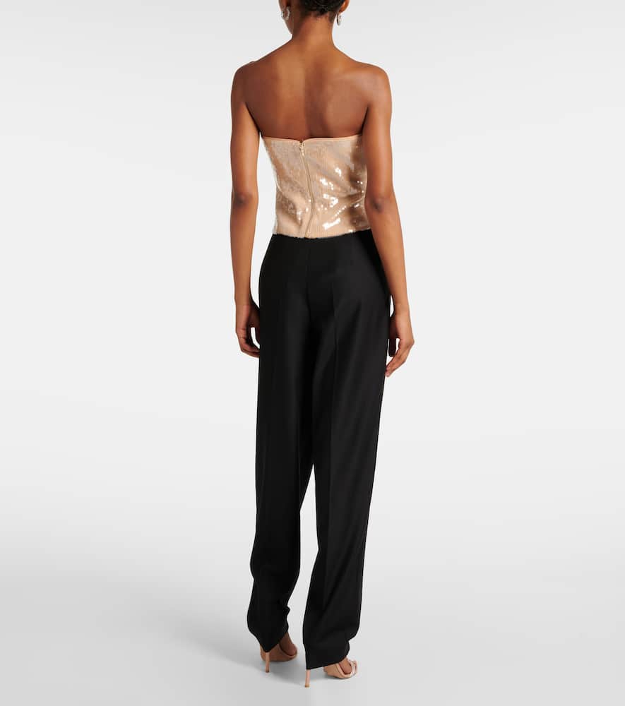 Self-Portrait Floral-appliqué sequined gown