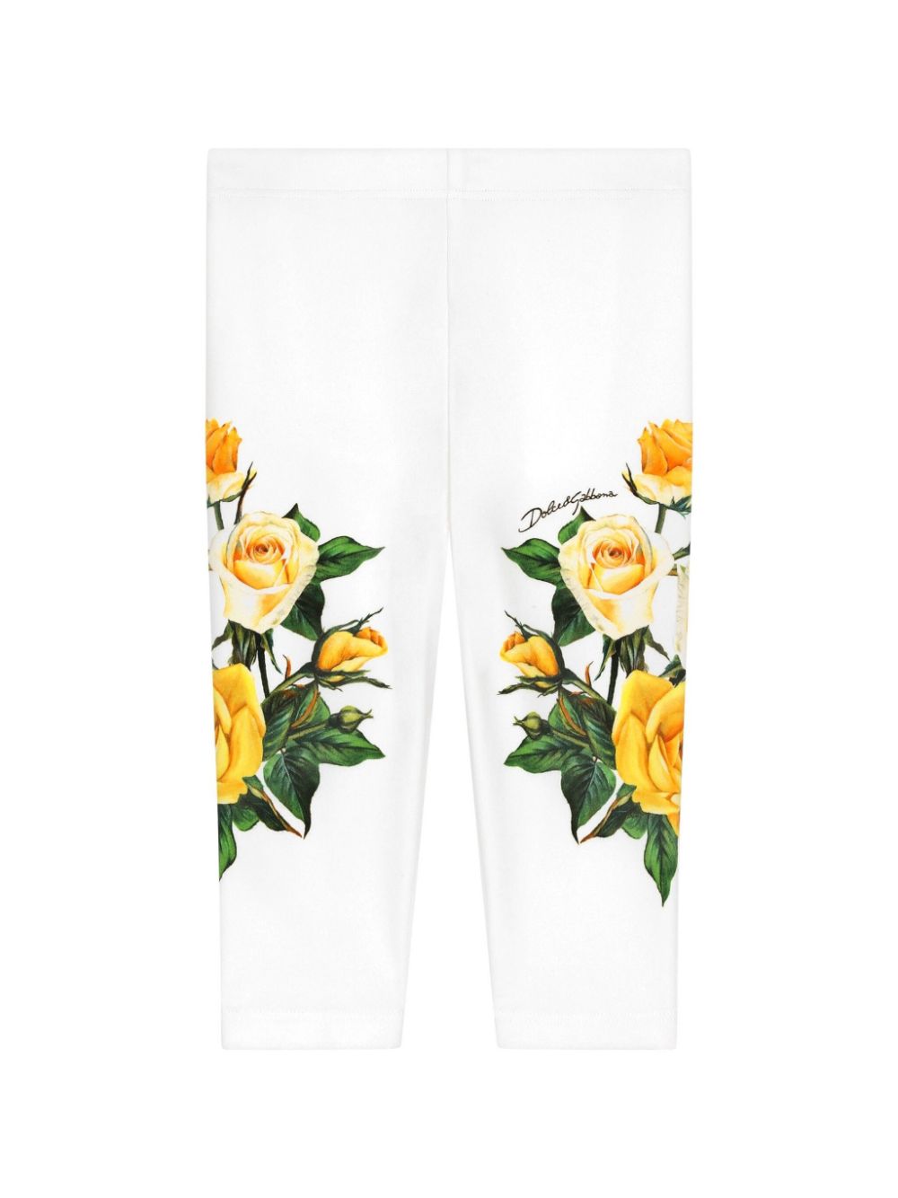 Rose-print jersey leggings - White