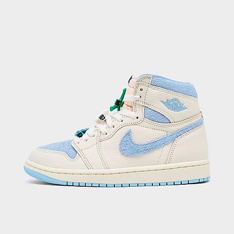 Women's Air Retro 1 High OG Casual Shoes in Pale Ivory/Psychic Blue/Coconut Milk