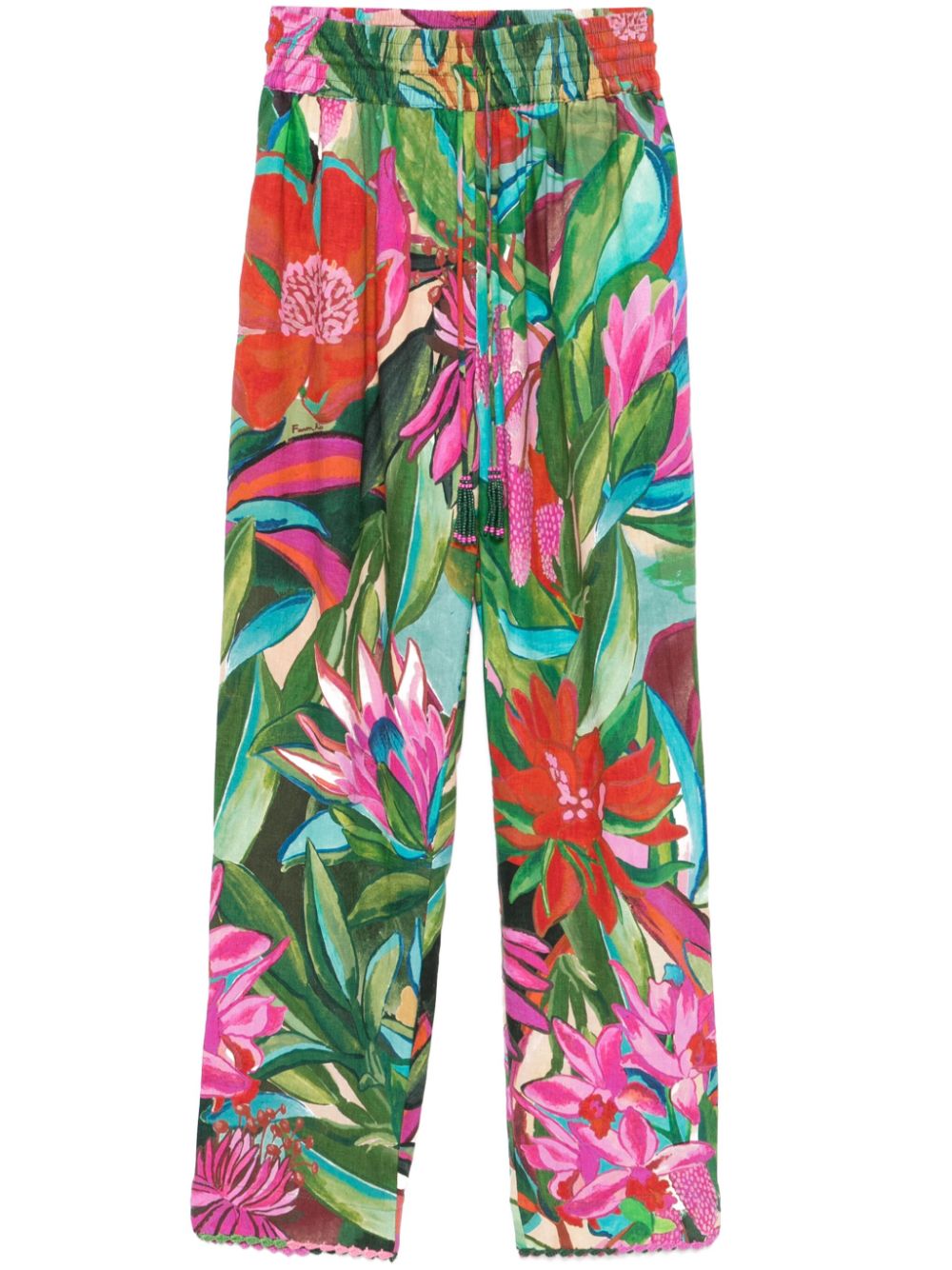 Floral-print trousers - Green
