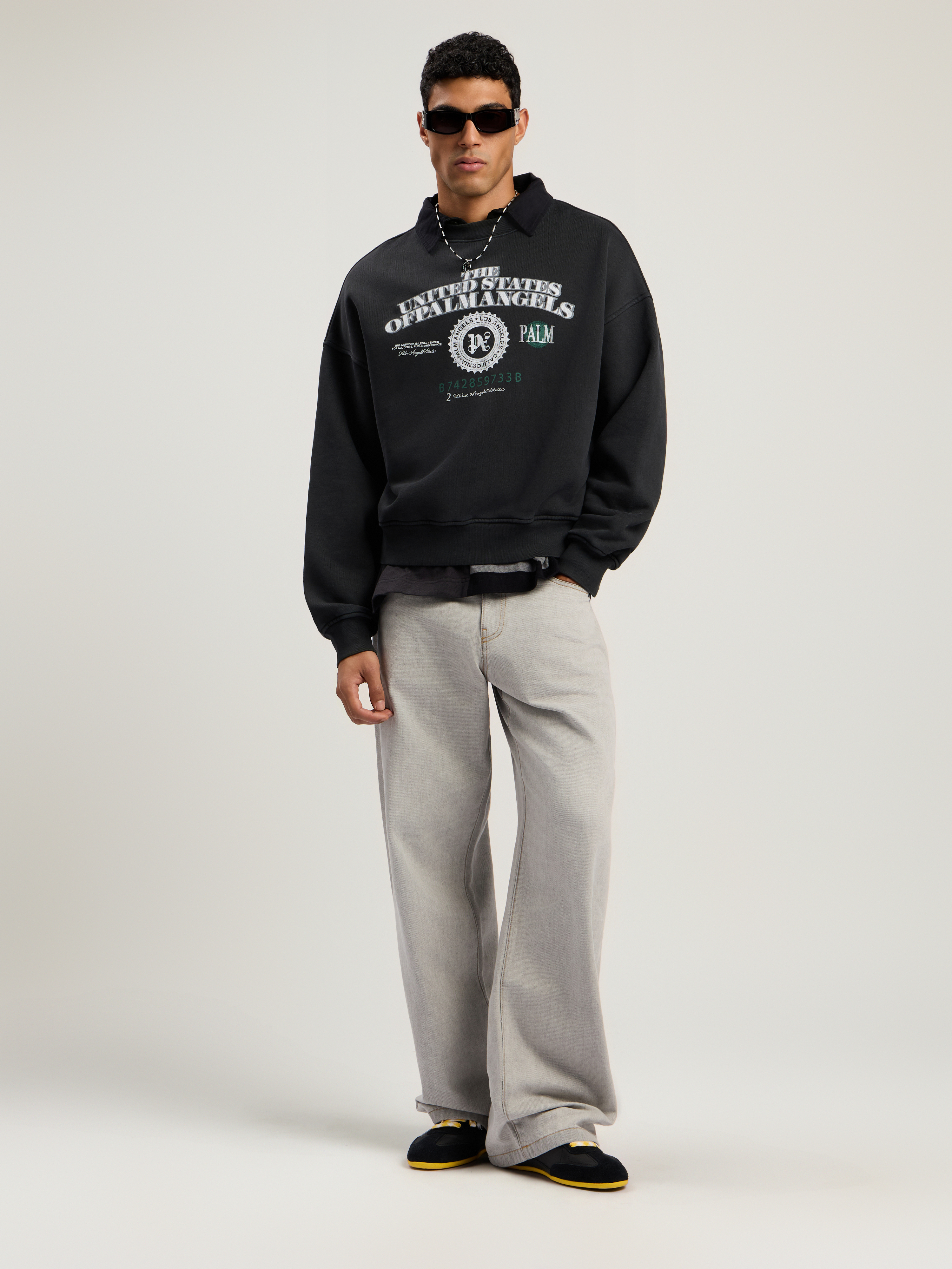 Dollar Loose Crew Sweatshirt Man  Vintage Black