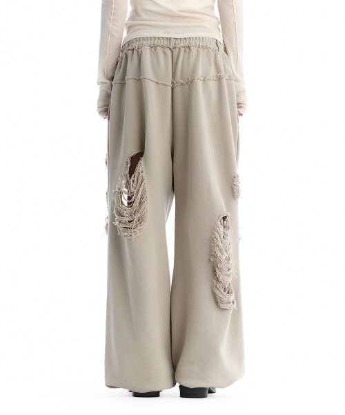 Scratch Damage Wide Sweat Pants