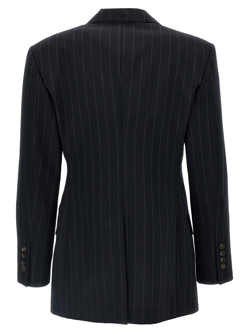 Pinstriped Double-Breasted Blazer Blazer And Suits