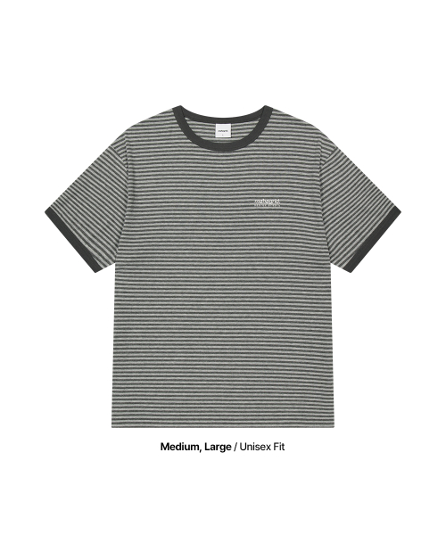 BASIC LOGO STRIPE RINGER TEE GREY