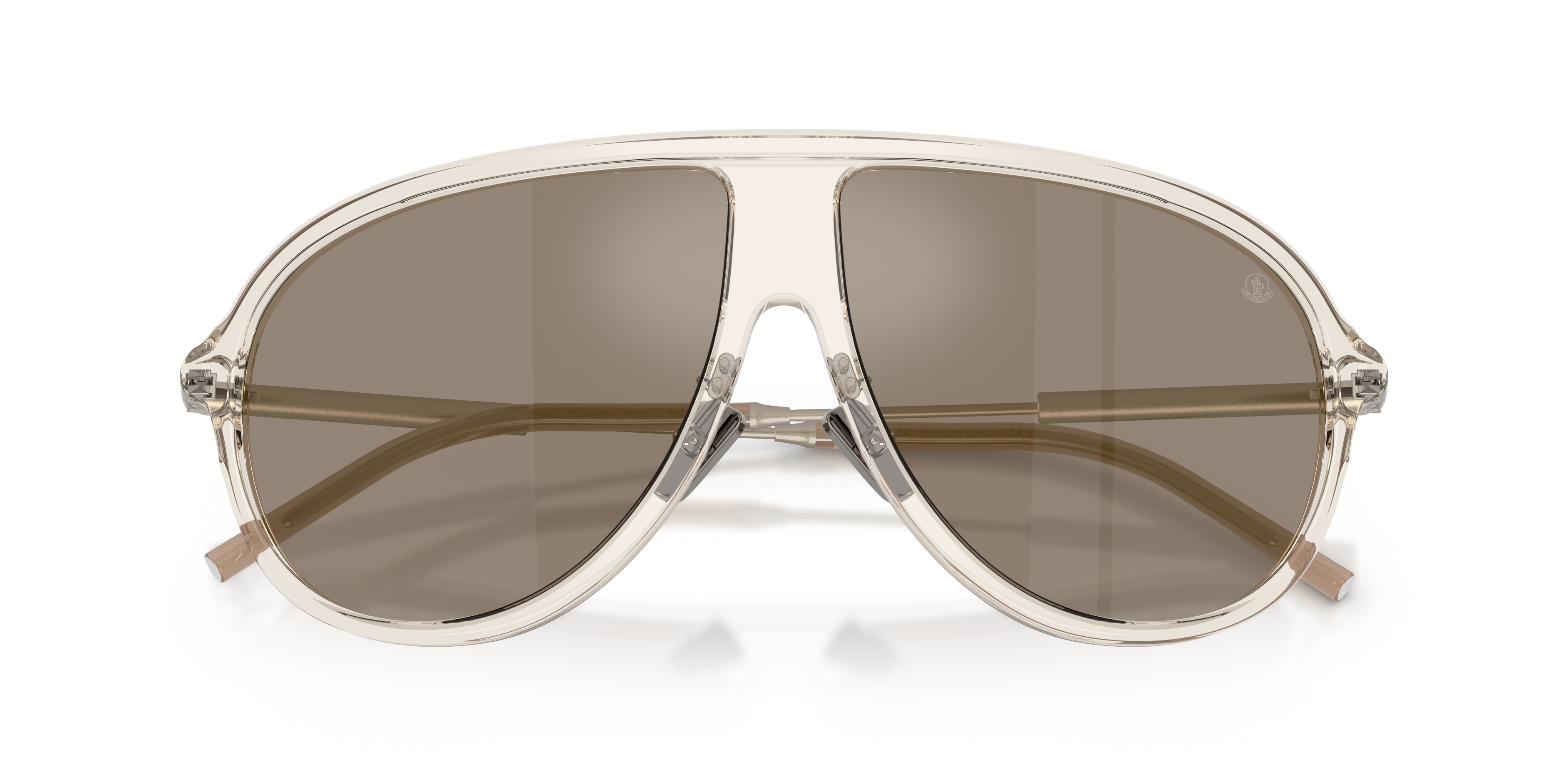 Moncler Unisex Moncler ME6009 GLYDE 30035A Gafas de sol Acetato Transparente Marrón Piloto Normal reflejado