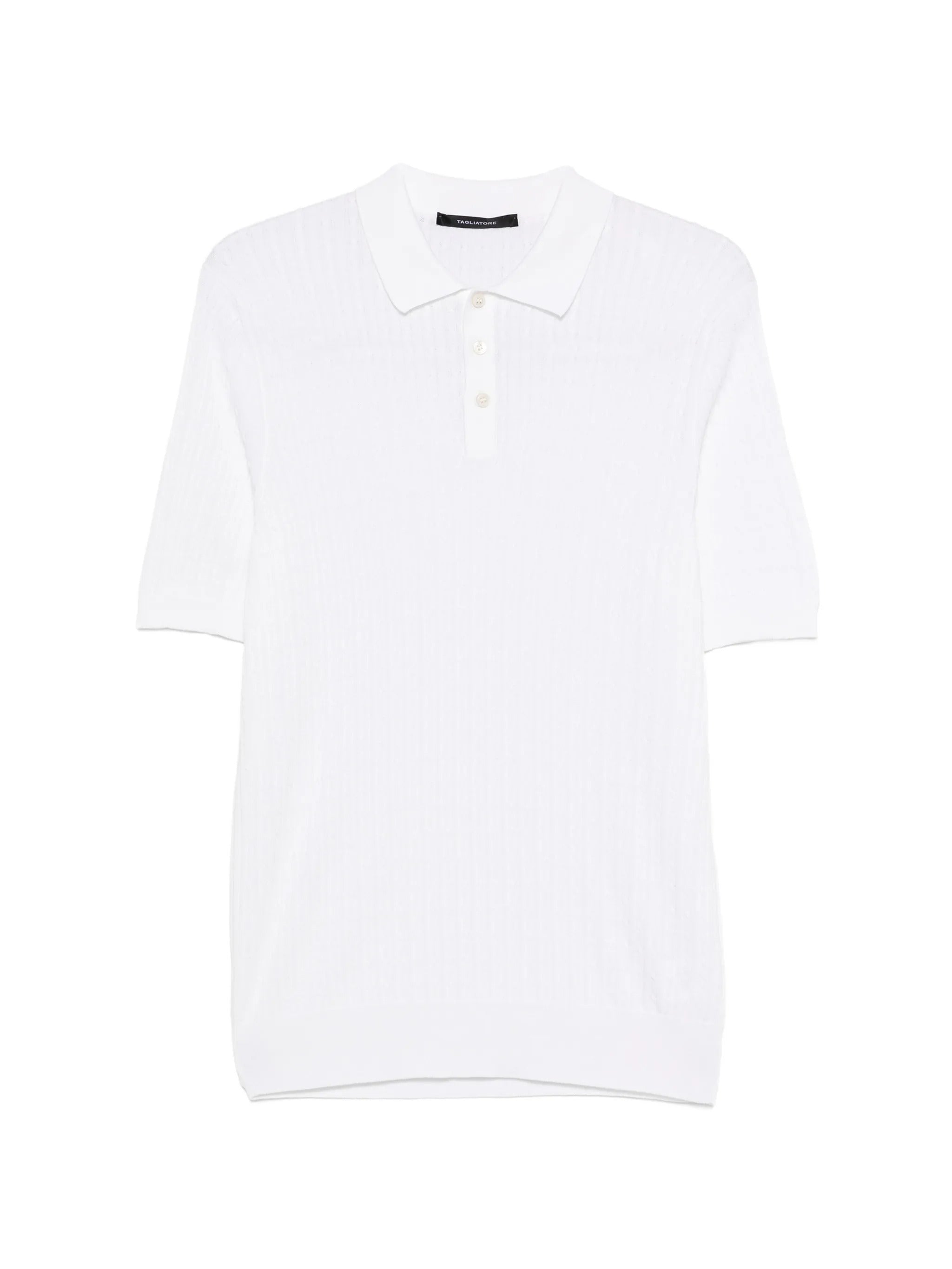 Cable-Knit Polo Shirt with Ribbed Trim